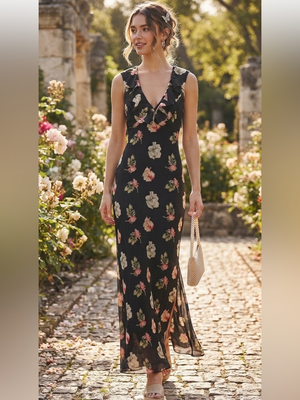 Jill Stuart floral Print Y2k maxi dress S